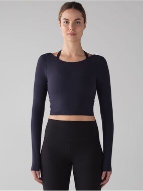 Lululemon Arise Cropped Long Sleeve Midnight Navy Size 6